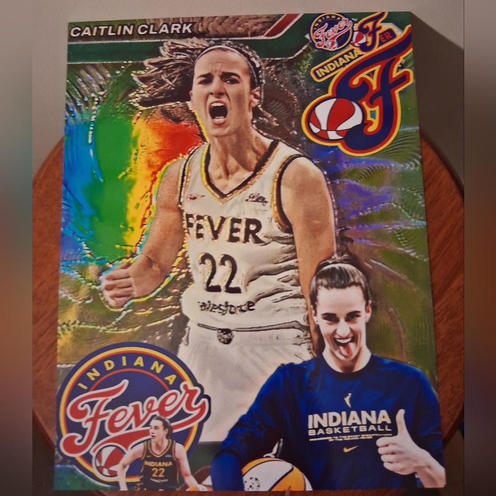 NEW!💯 CAITLIN CLARK GLOSSY 8.5x11 INDIANA FEVER CREATED ORIGINAL ART POSTER!🔥